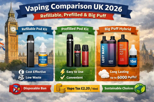 Vaping Comparison UK 2026: Refillable, Prefilled & Big Puff