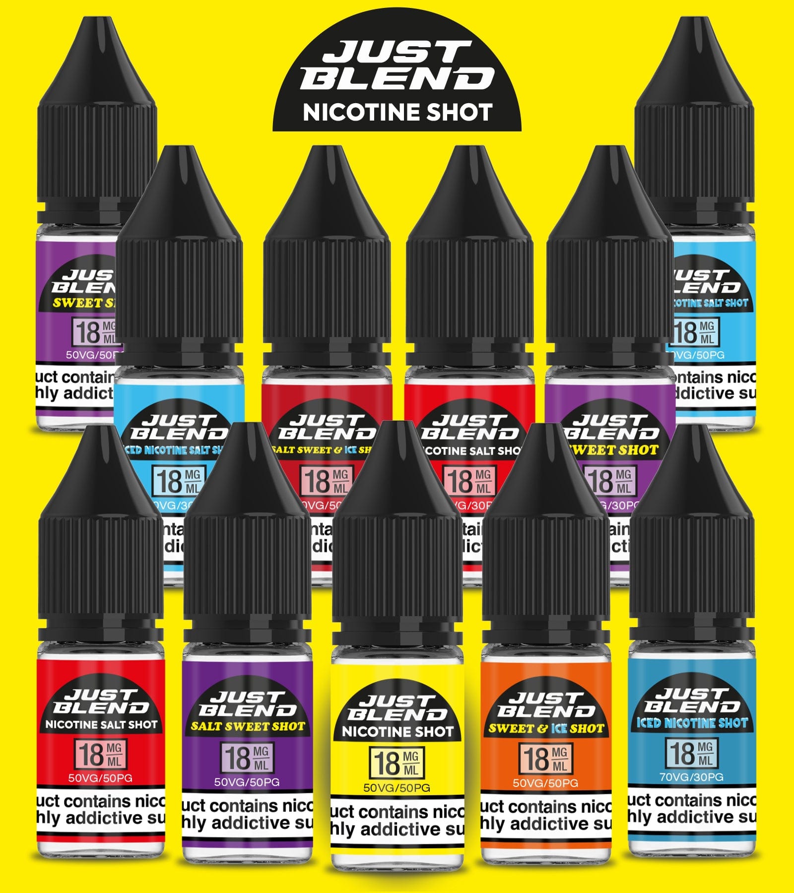 Just Blend Iced Nicotine Salt Shots - 18mg/70vg - Pack of 30 Vape Sales Just Blend Iced Nicotine Salt Shots - 18mg/70vg - Pack of 30 Vape Sales