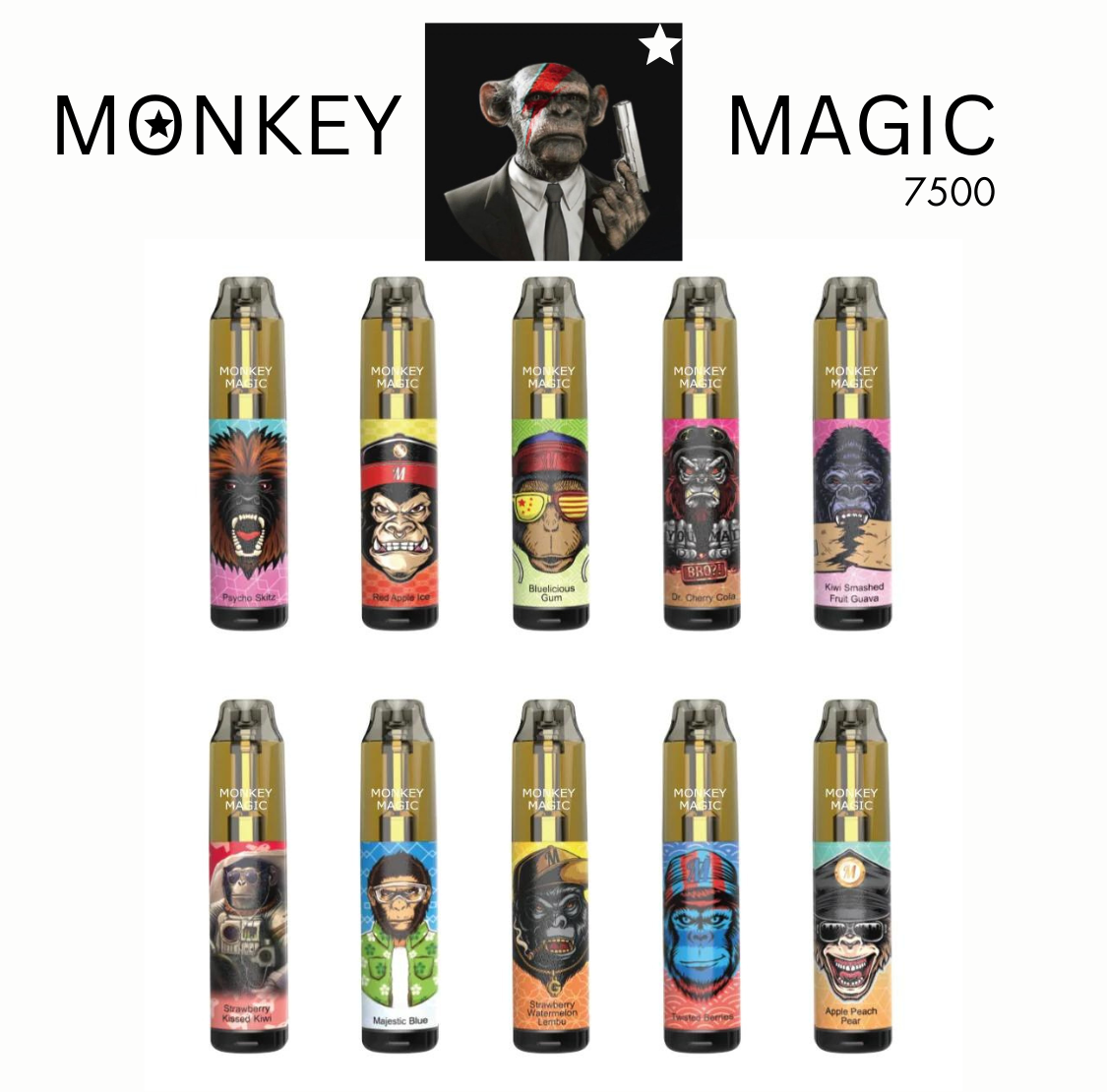 Monkey Magic 7500 Puffs by TasteFog  Re-chargeable | Vapes UK - £2.99