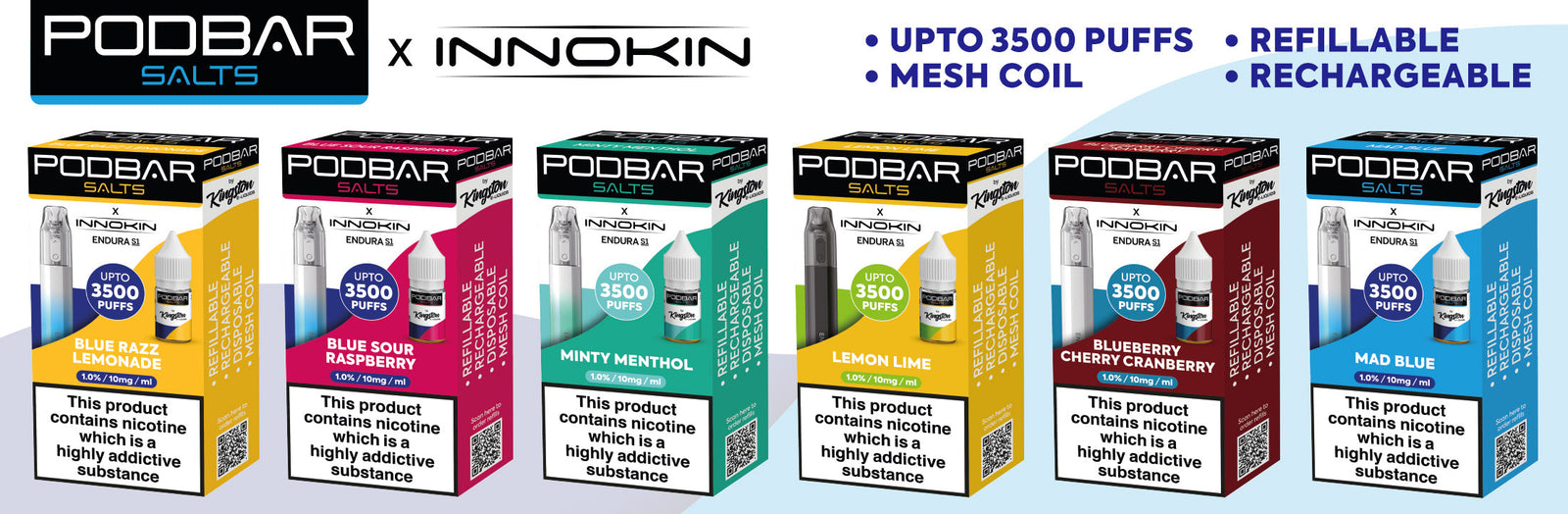 Podbar Salts Innokin Endura S1 3500 Puffs - £1.49 | UK Vape Deals